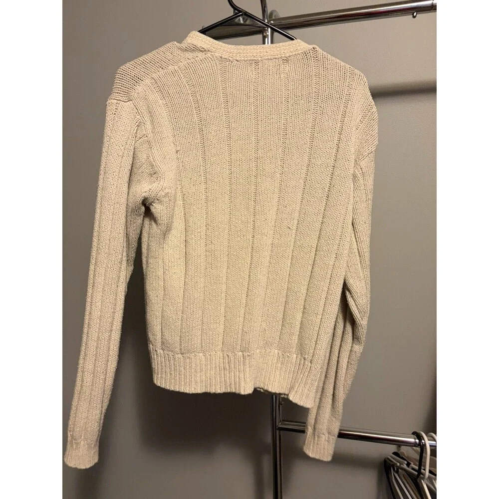 Orvis Women's M Cream Silk Cotton Floral Embroidered Button Cardigan Sweater